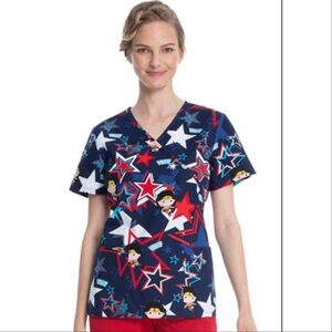 Scrubstar DC Comics Wonder Woman "Super Hero Power" Women's V-Neck Scrub Top